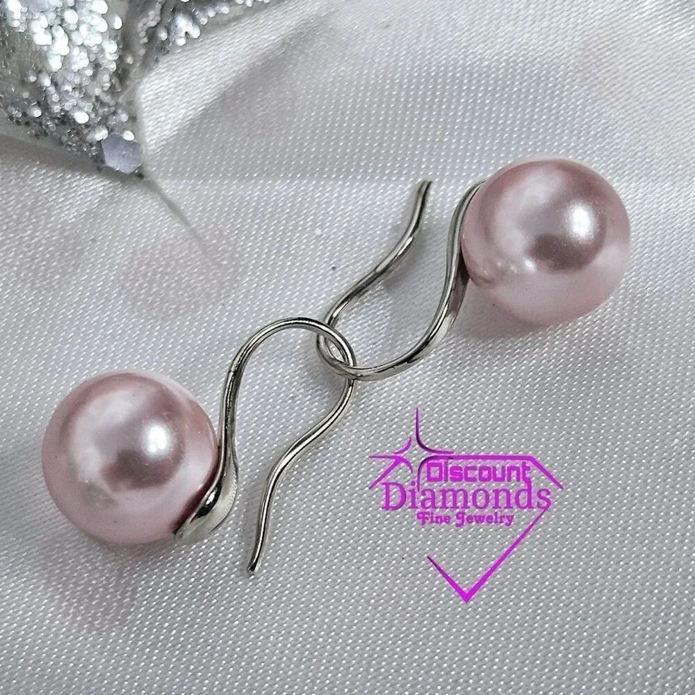 Pink South Sea Shell 8 mm Pearls Sterling Silver Hook Earrings